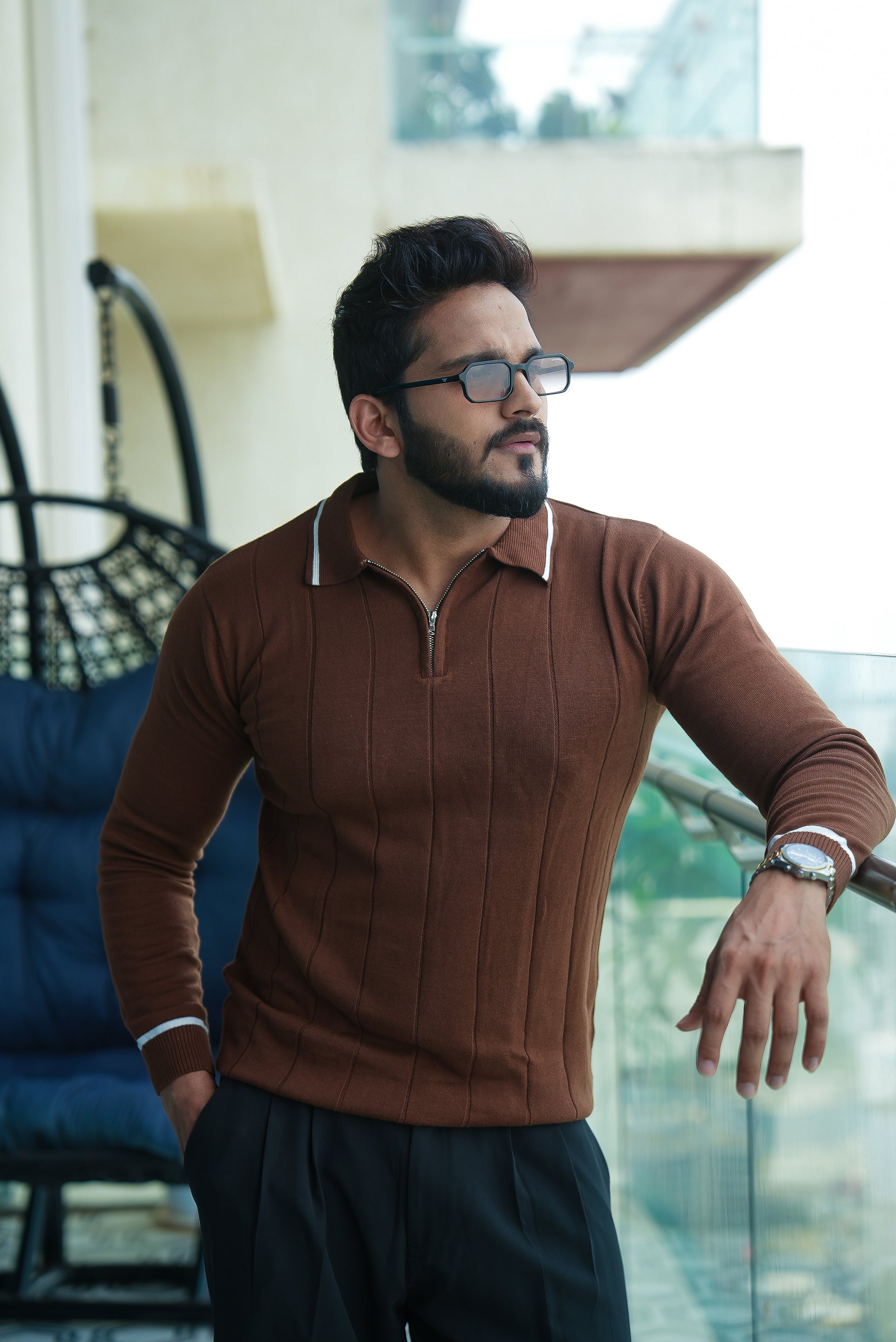 Zip Striped Full Sleeves