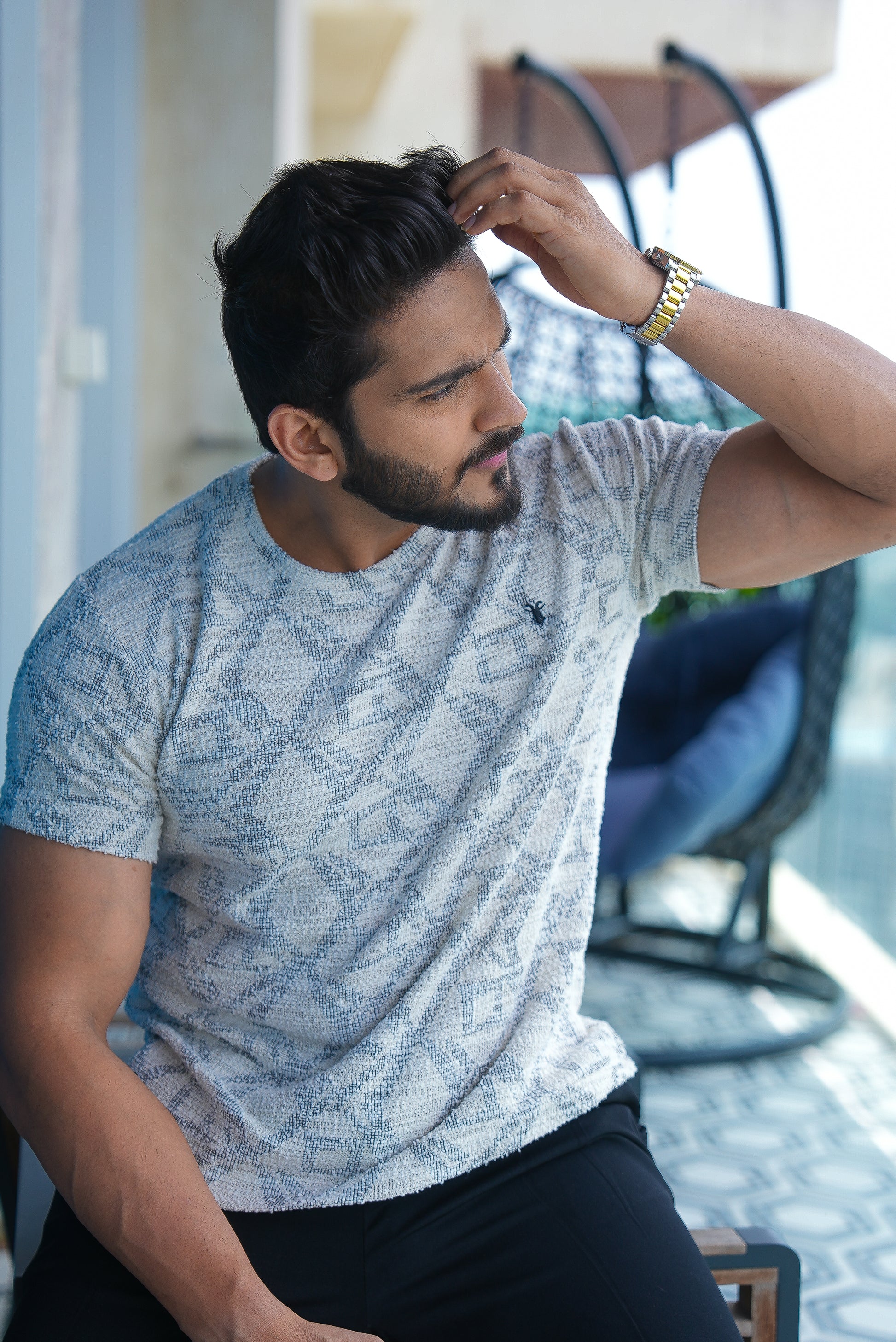 Cotton Knit Round Neck T-Shirt