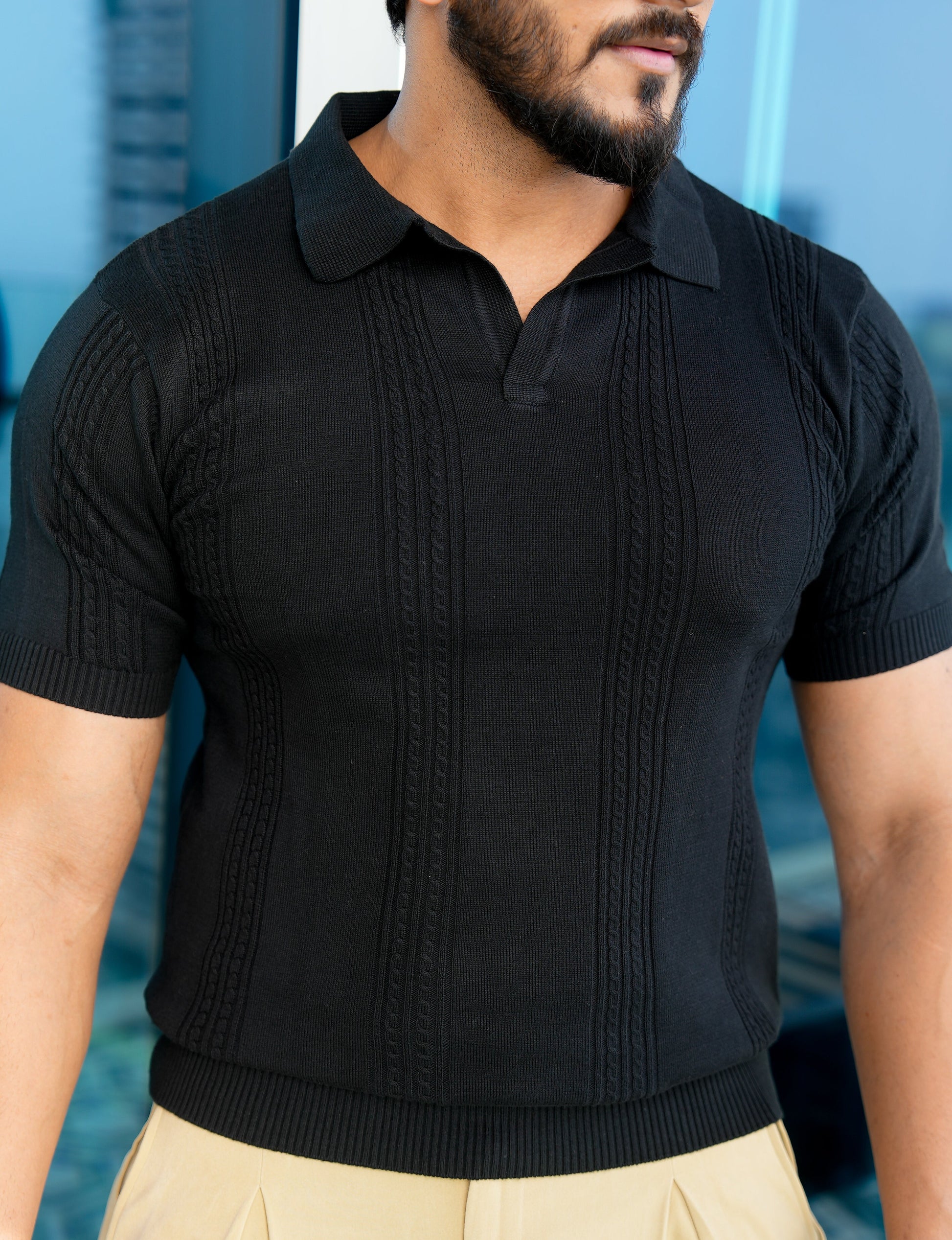 Textured Polo Half Sleeves
