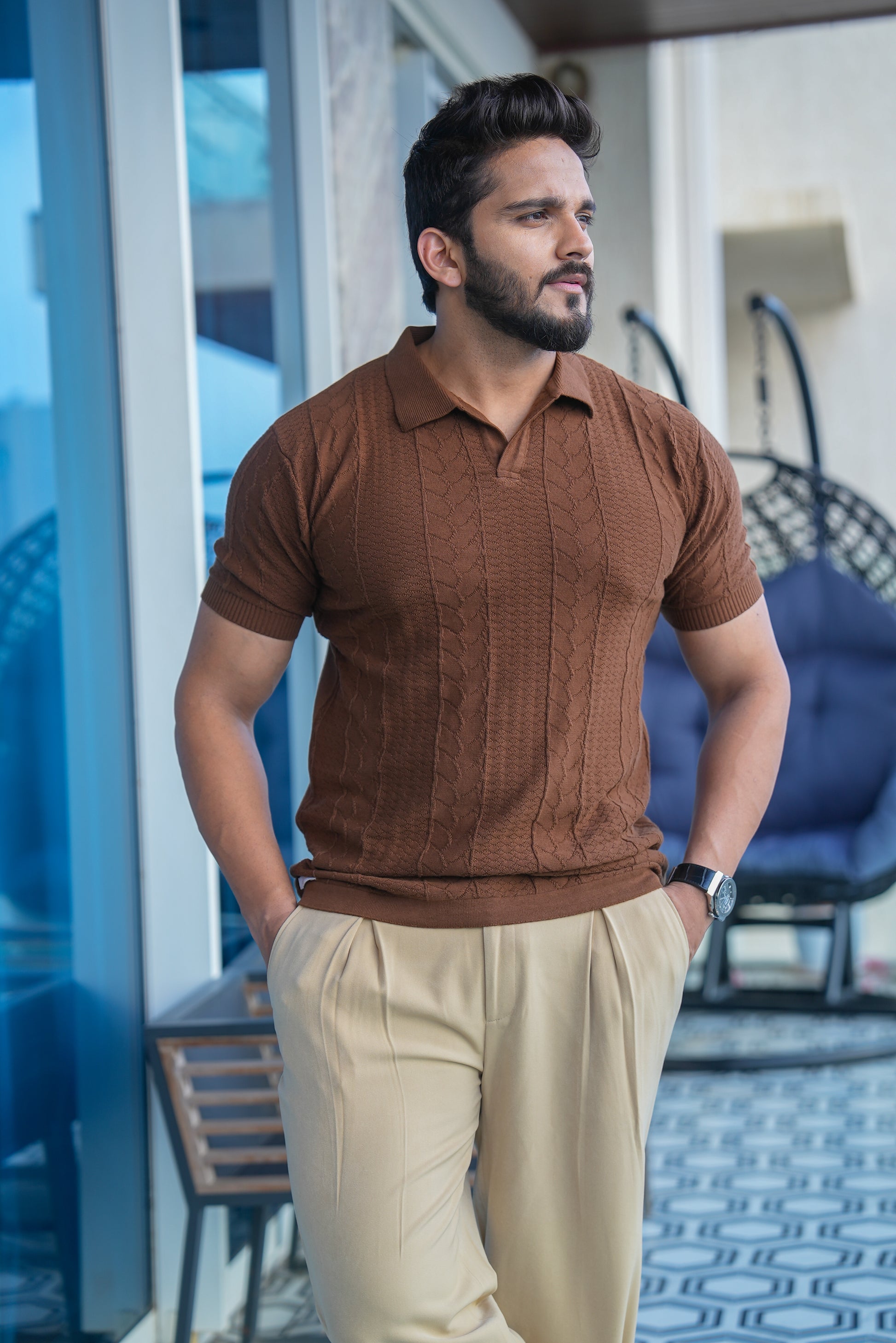 Coil Braid Polo T-shirt