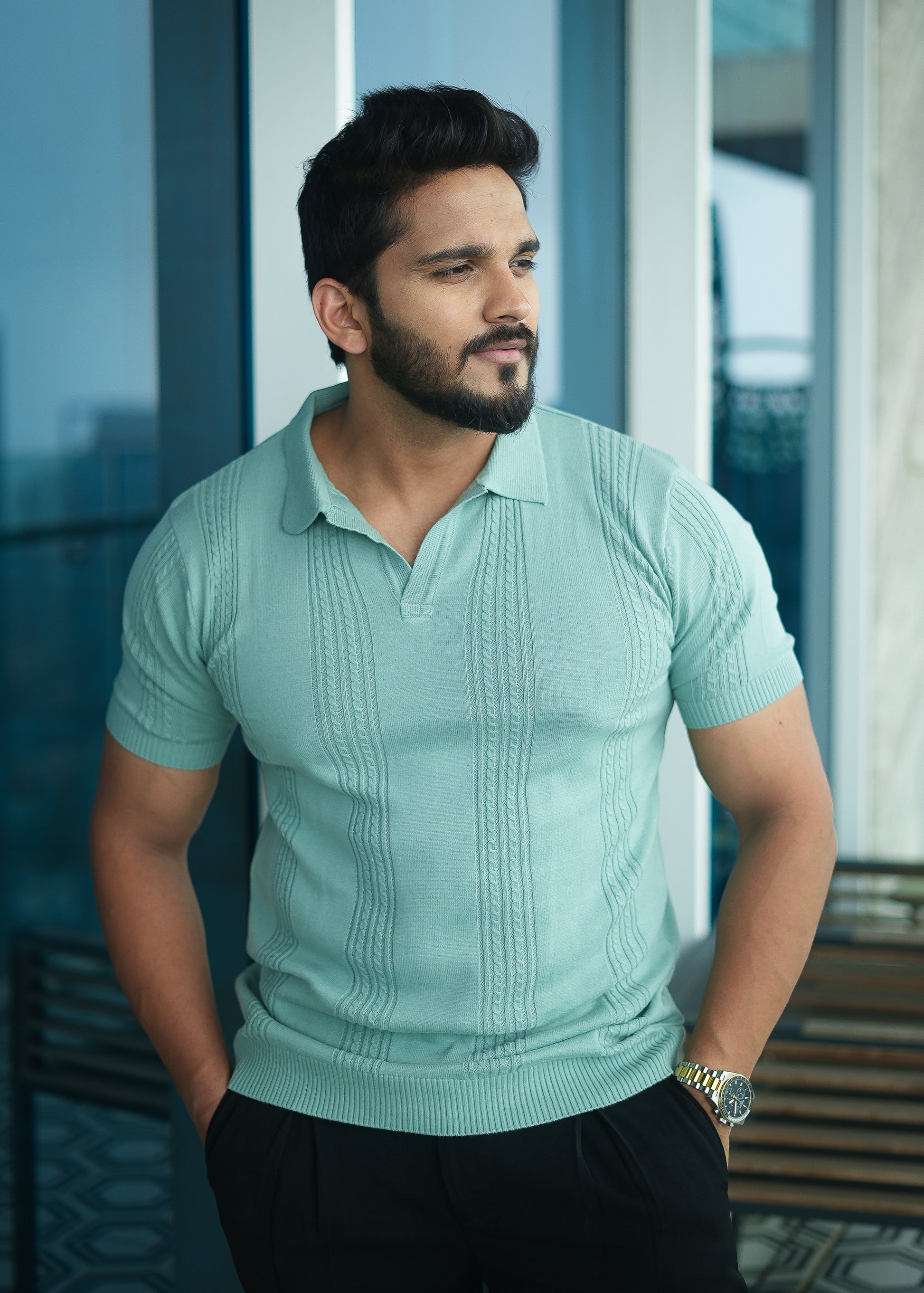 Textured Polo Half Sleeves