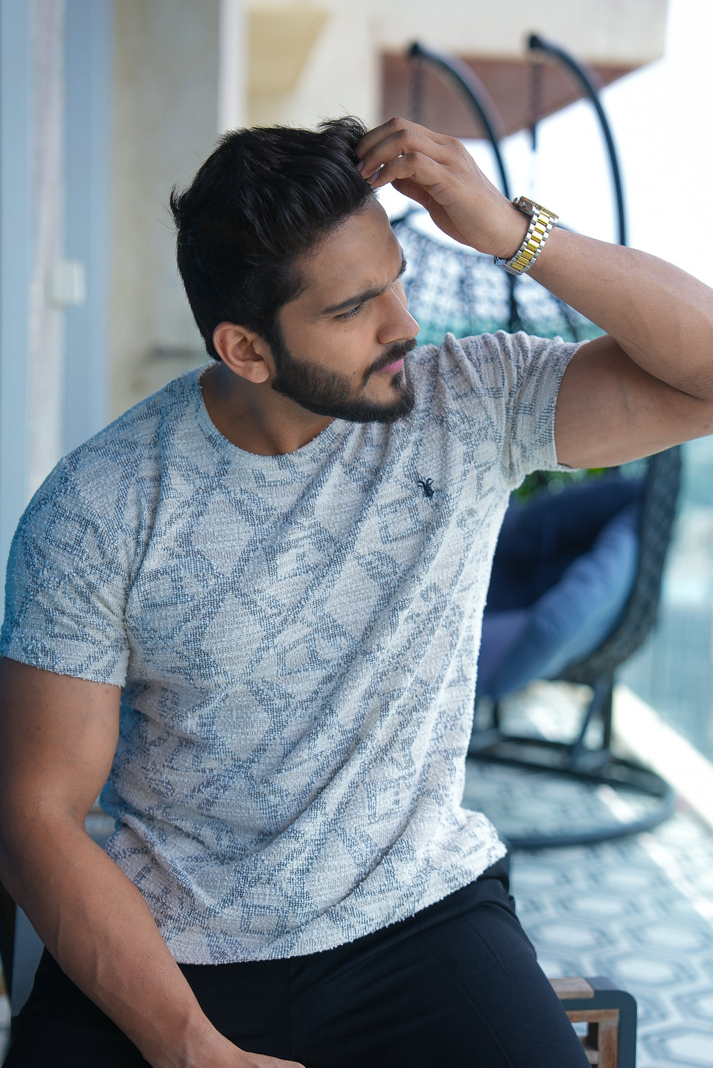 Cotton Knit Round Neck T-Shirt