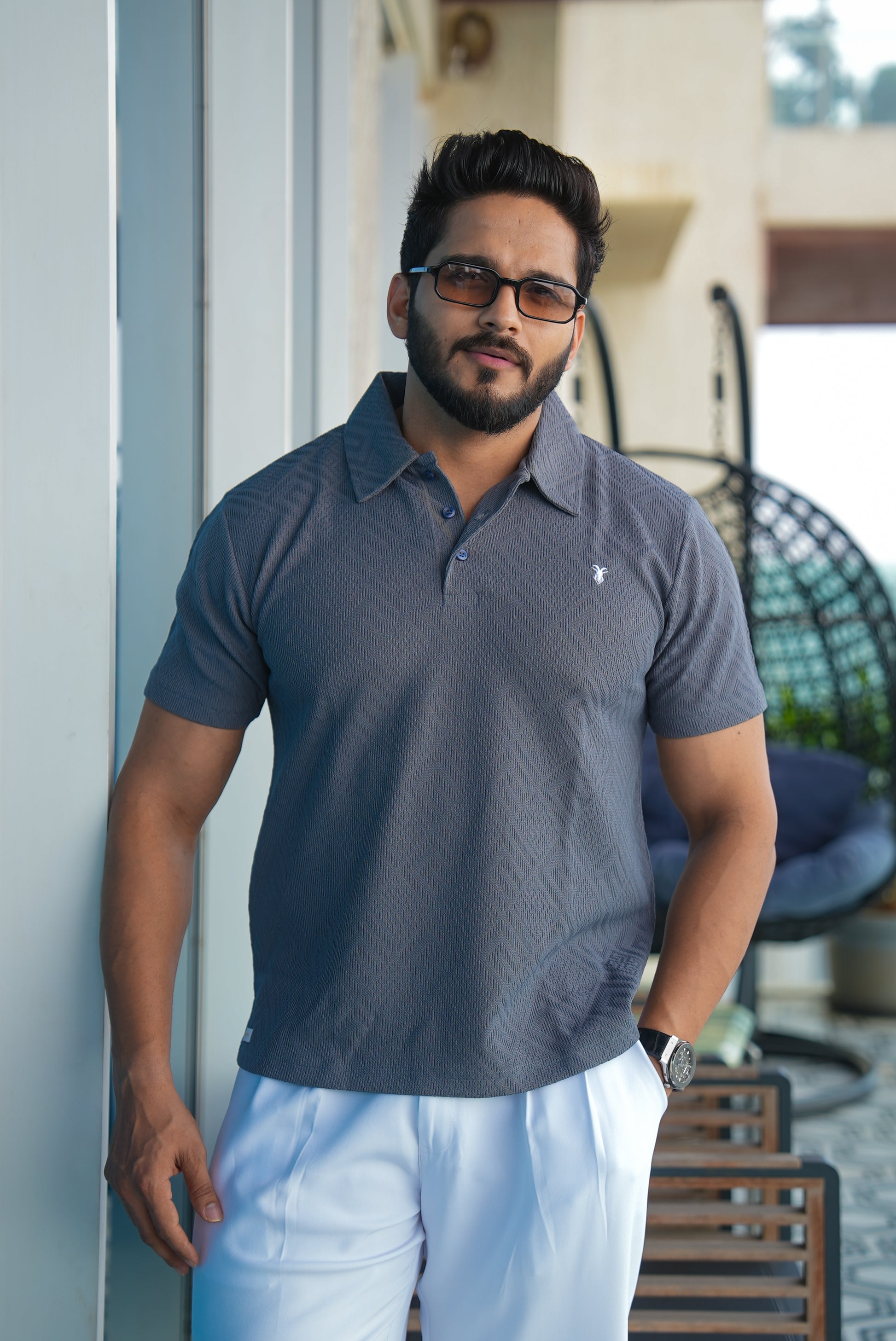 Smooth Textured Polo T-shirt